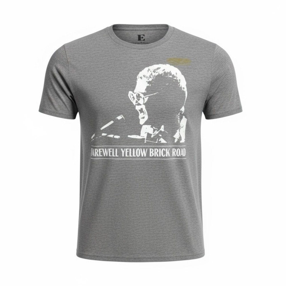 ELTON JOHN Farewell Yellow Brick Road 2018 T Shirt Medium Gray‎